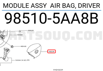 Nissan 985105AA8B MODULE ASSY AIR BAG, DRIVER