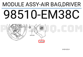 Nissan 98510EM38C MODULE ASSY-AIR BAG,DRIVER