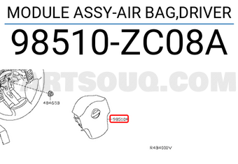 Nissan 98510ZC08A MODULE ASSY-AIR BAG,DRIVER