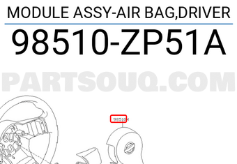 Nissan 98510ZP51A MODULE ASSY-AIR BAG,DRIVER