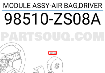 Nissan 98510ZS08A MODULE ASSY-AIR BAG,DRIVER