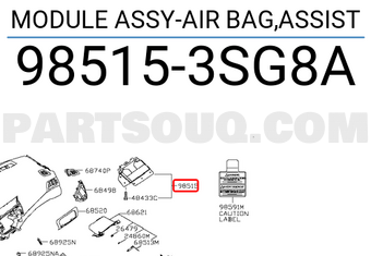 Nissan 985153SG8A MODULE ASSY-AIR BAG,ASSIST