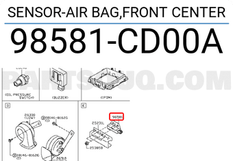 Nissan 98581CD00A SENSOR-AIR BAG,FRONT CENTER
