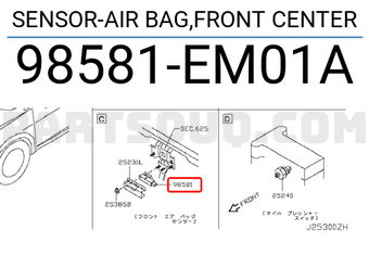 Nissan 98581EM01A SENSOR-AIR BAG,FRONT CENTER