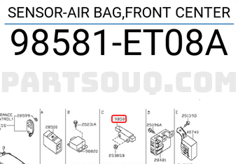 Nissan 98581ET08A SENSOR-AIR BAG,FRONT CENTER