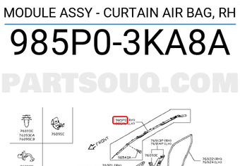 Nissan 985P03KA8A MODULE ASSY - CURTAIN AIR BAG, RH