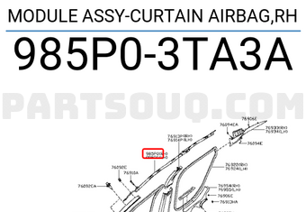 Nissan 985P03TA3A MODULE ASSY-CURTAIN AIRBAG,RH