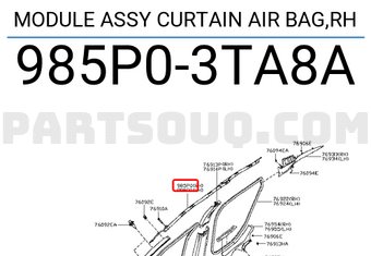 Nissan 985P03TA8A MODULE ASSY CURTAIN AIR BAG,RH