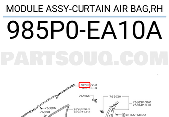 Nissan 985P0EA10A MODULE ASSY-CURTAIN AIR BAG,RH