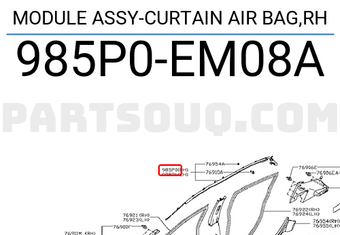 Nissan 985P0EM08A MODULE ASSY-CURTAIN AIR BAG,RH