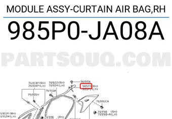 Nissan 985P0JA08A MODULE ASSY-CURTAIN AIR BAG,RH