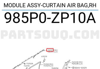Nissan 985P0ZP10A MODULE ASSY-CURTAIN AIR BAG,RH