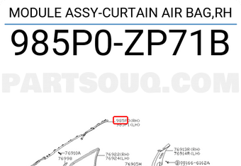 Nissan 985P0ZP71B MODULE ASSY-CURTAIN AIR BAG,RH