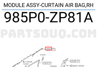 Nissan 985P0ZP81A MODULE ASSY-CURTAIN AIR BAG,RH