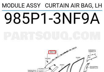 Nissan 985P13NF9A MODULE ASSY CURTAIN AIR BAG, LH
