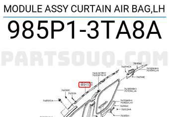 Nissan 985P13TA8A MODULE ASSY CURTAIN AIR BAG,LH