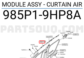 Nissan 985P19HP8A MODULE ASSY - CURTAIN AIR
