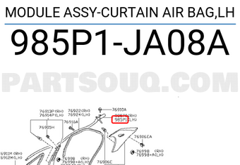 Nissan 985P1JA08A MODULE ASSY-CURTAIN AIR BAG,LH