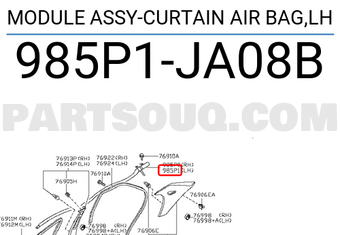 Nissan 985P1JA08B MODULE ASSY-CURTAIN AIR BAG,LH