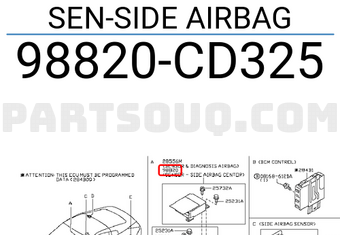 Nissan 98820CD325 SEN-SIDE AIRBAG