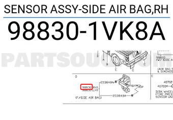 Nissan 988301VK8A SENSOR ASSY-SIDE AIR BAG,RH