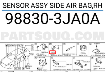 Nissan 988303JA0A SENSOR ASSY SIDE AIR BAG,RH