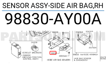 Nissan 98830AY00A SENSOR ASSY-SIDE AIR BAG,RH