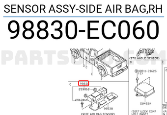Nissan 98830EC060 SENSOR ASSY-SIDE AIR BAG,RH