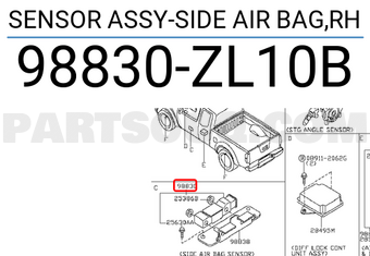 Nissan 98830ZL10B SENSOR ASSY-SIDE AIR BAG,RH