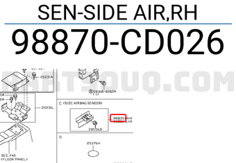 Nissan 98870CD026 SEN-SIDE AIR,RH