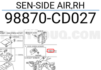 Nissan 98870CD027 SEN-SIDE AIR,RH
