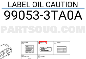Nissan 990533TA0A LABEL OIL CAUTION
