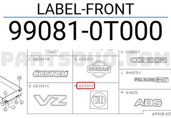 Nissan 990810T000 LABEL-FRONT