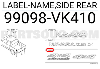 Nissan 99098VK410 LABEL-NAME,SIDE REAR