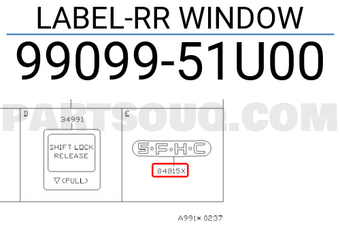 Nissan 9909951U00 LABEL-RR WINDOW