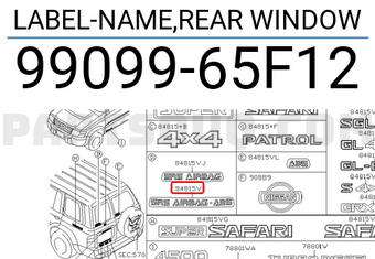 Nissan 9909965F12 LABEL-NAME,REAR WINDOW