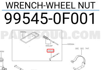 Nissan 995450F001 WRENCH-WHEEL NUT