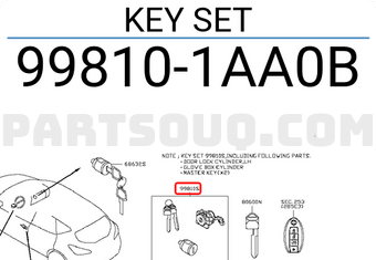 Nissan 998101AA0B KEY SET