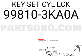Nissan 998103KA0A KEY SET CYL LCK
