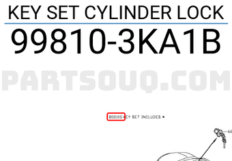 Nissan 998103KA1B KEY SET CYLINDER LOCK