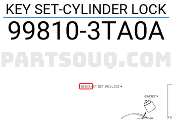 Nissan 998103TA0A KEY SET-CYLINDER LOCK