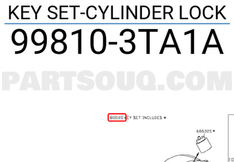 Nissan 998103TA1A KEY SET-CYLINDER LOCK