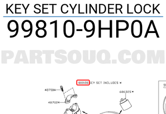 Nissan 998109HP0A KEY SET CYLINDER LOCK