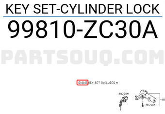 Nissan 99810ZC30A KEY SET-CYLINDER LOCK