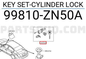Nissan 99810ZN50A KEY SET-CYLINDER LOCK