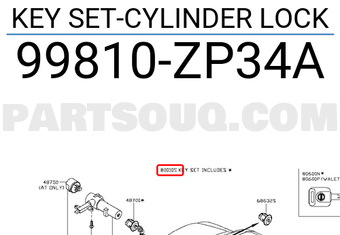 Nissan 99810ZP34A KEY SET-CYLINDER LOCK