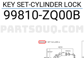 Nissan 99810ZQ00B KEY SET-CYLINDER LOCK