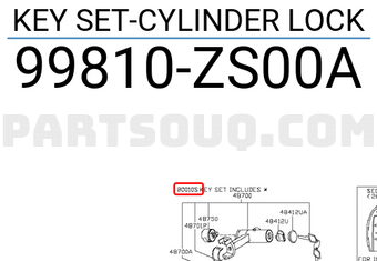 Nissan 99810ZS00A KEY SET-CYLINDER LOCK