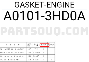 Nissan A01013HD0A GASKET-ENGINE