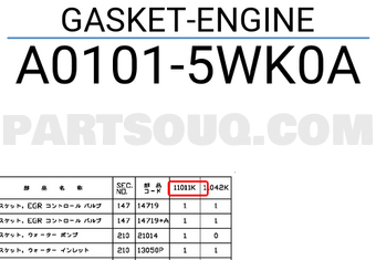 Nissan A01015WK0A GASKET-ENGINE